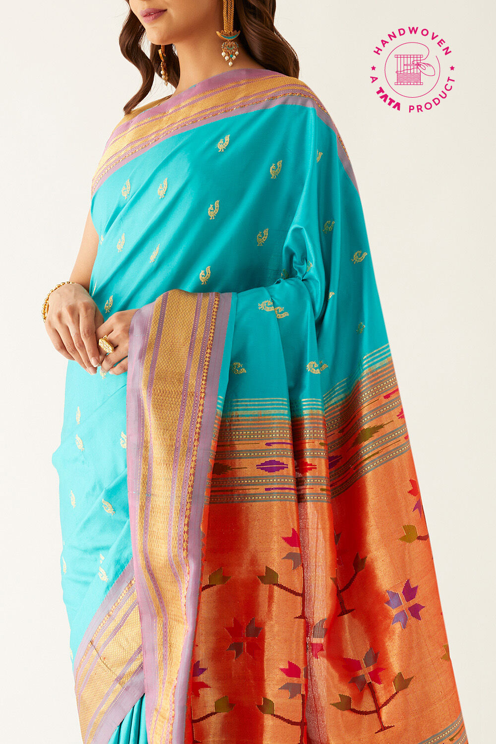 Light Blue Pure Silk Paithani Saree image number null