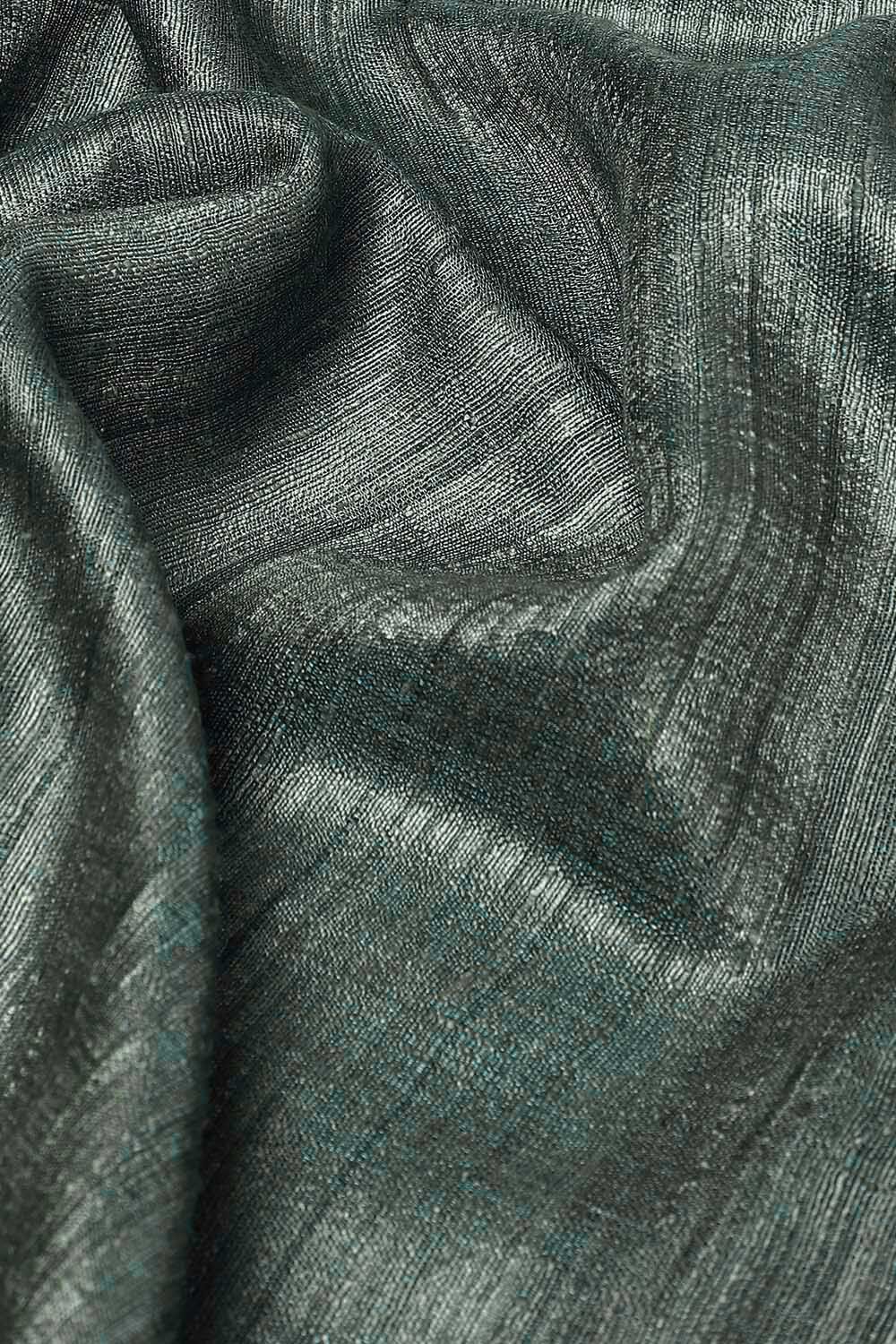 Grey Pure Silk Tussar Jamdani Saree with Kantha Embroidery image number null