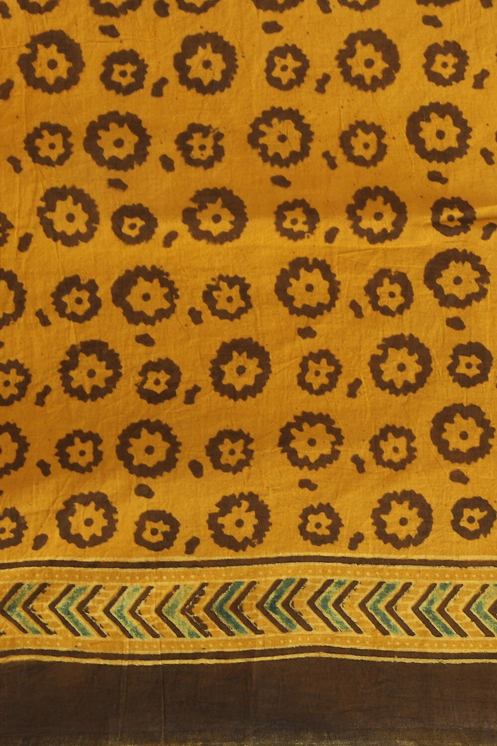 Yellow Pure Cotton Ajrakh Printed Saree image number null