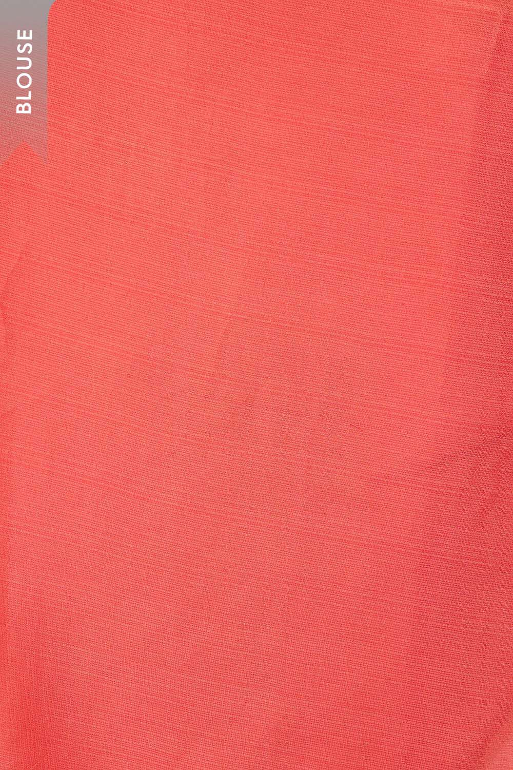 Orange Silk Modal Embroidered Saree image number null