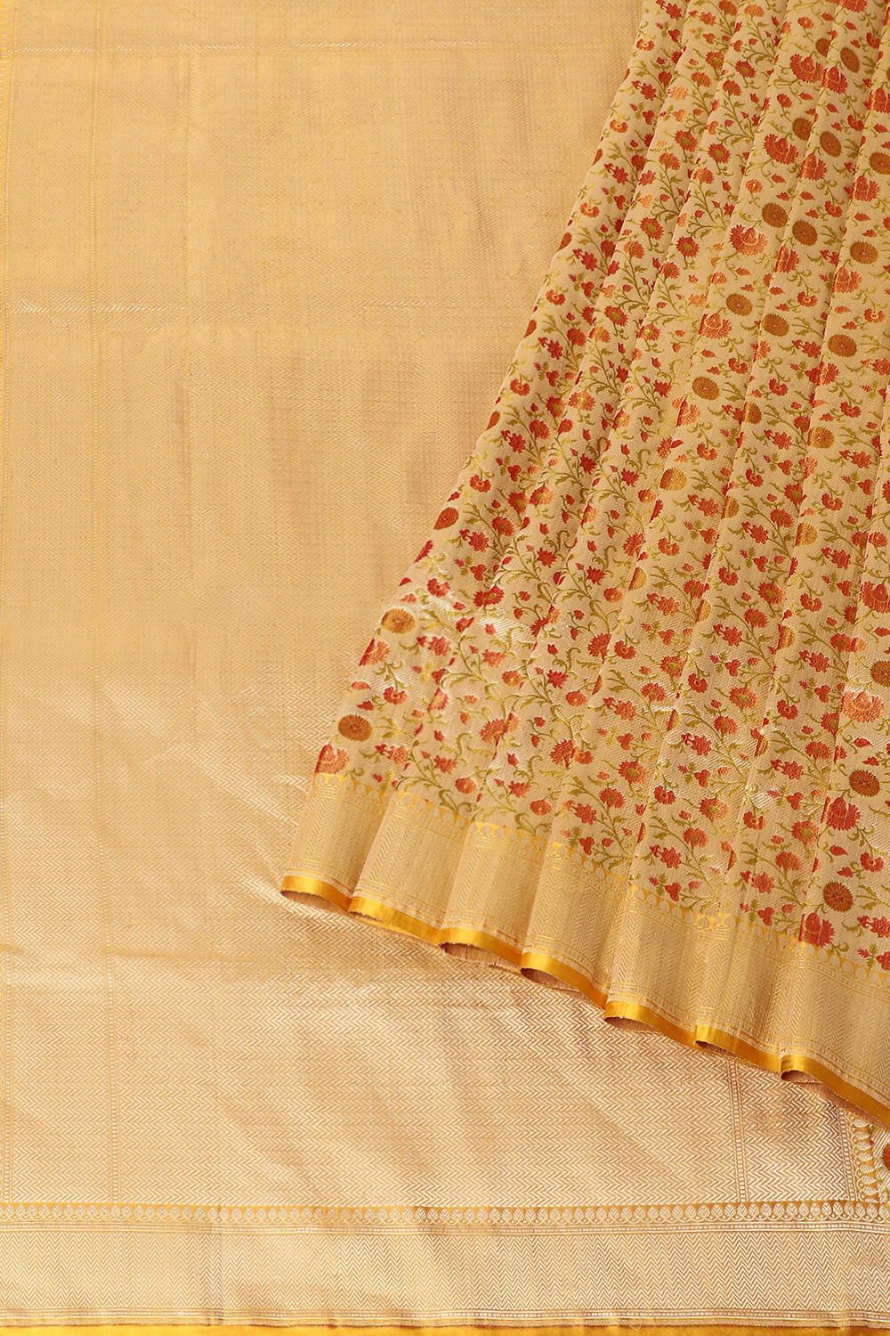 Yellow Pure Silk Banarasi Tanchoi Saree image number null