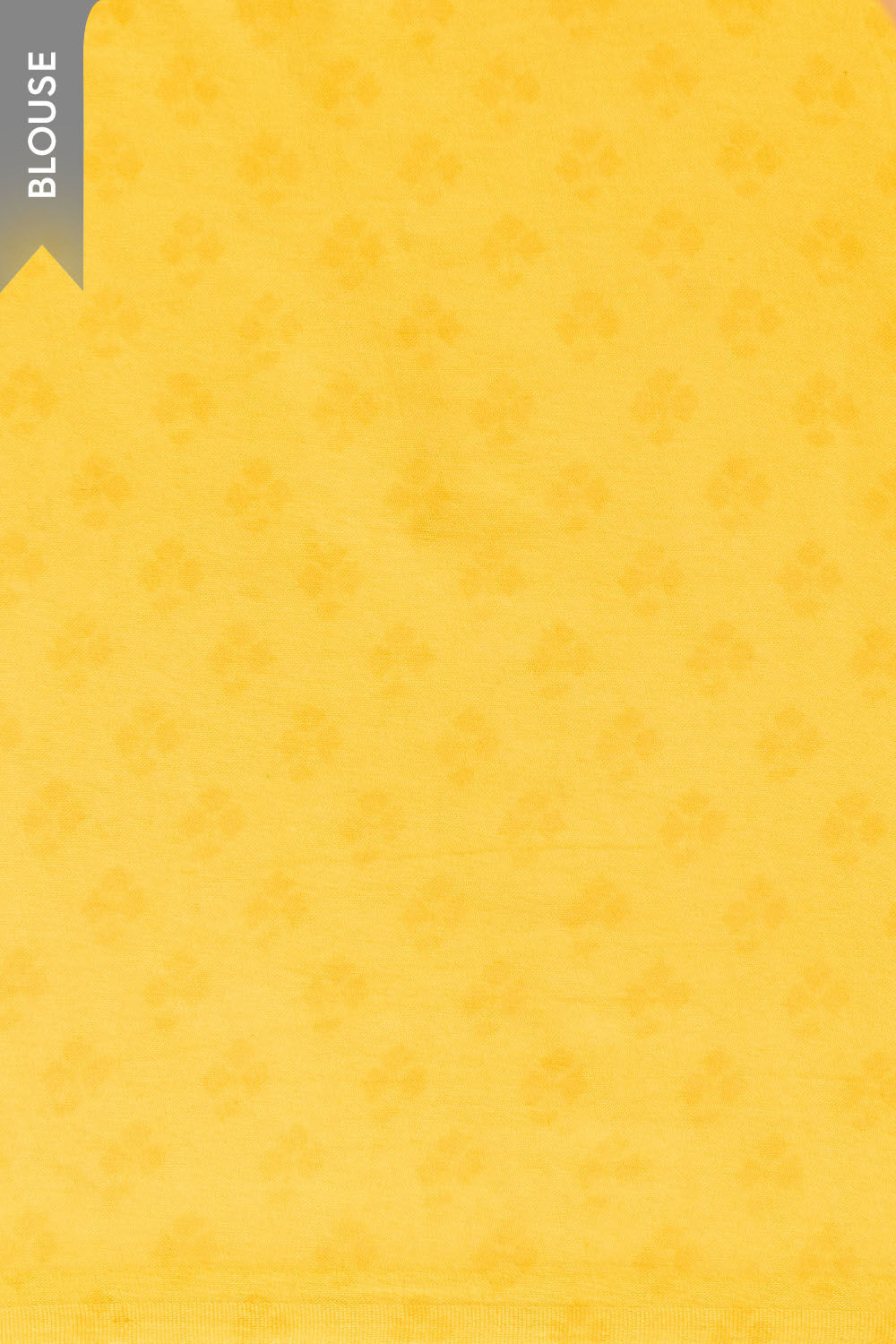 Yellow Bengal Screen Printed Pure Cotton Mulmul Saree image number null