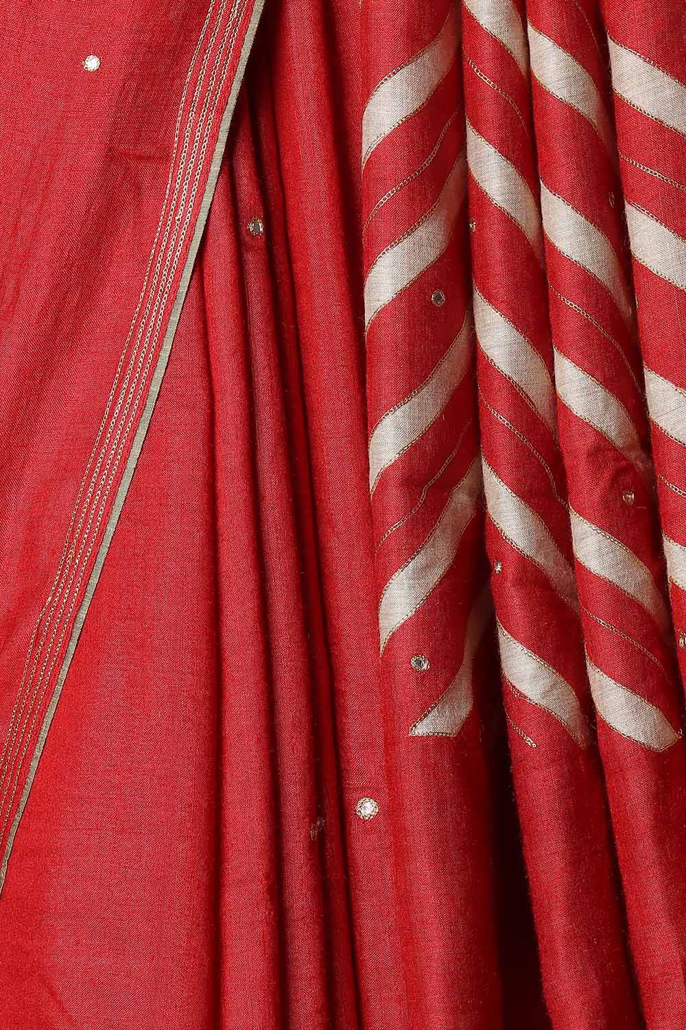 Red Tussar Vanya Embroidered Saree image number null