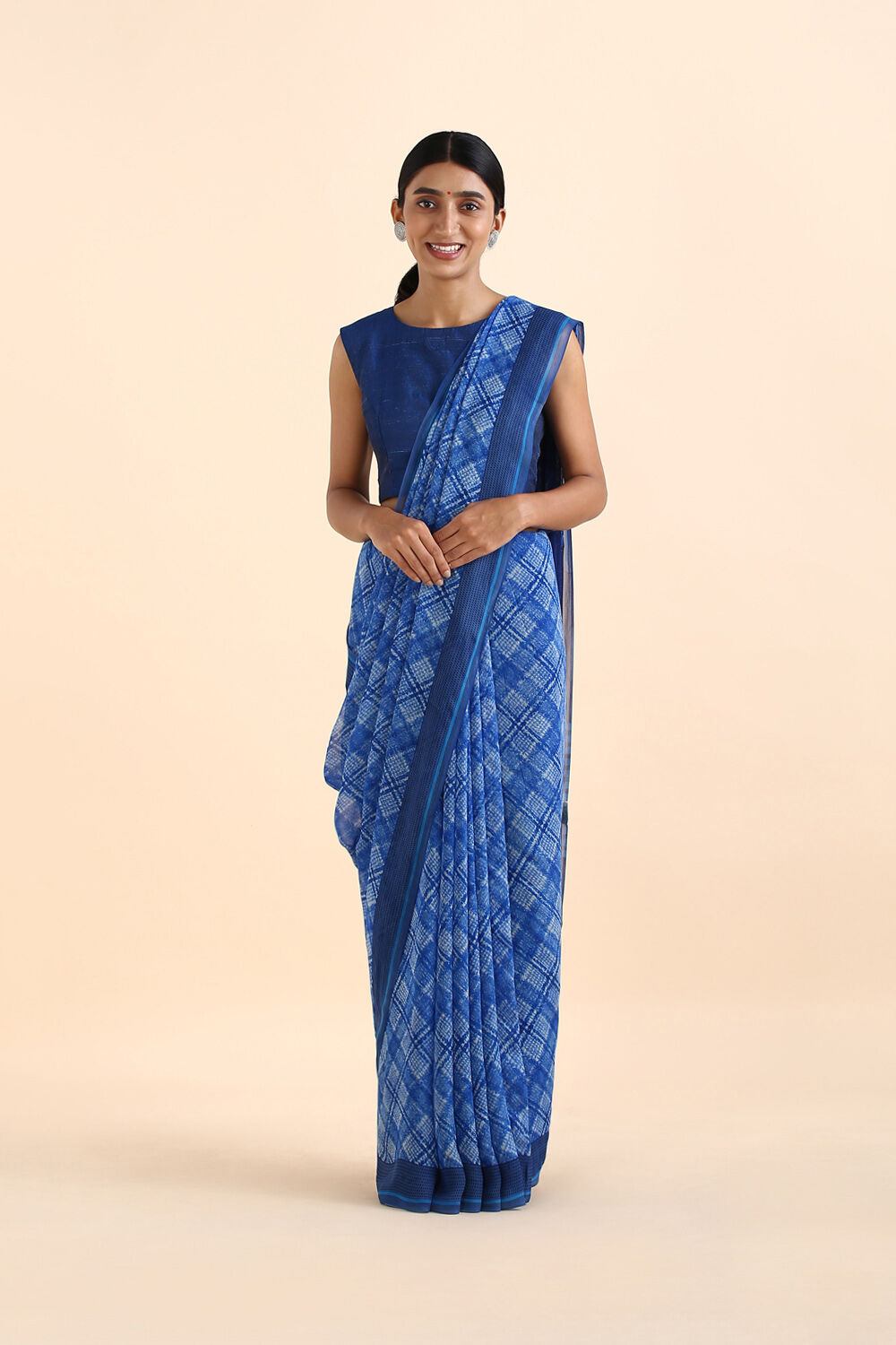 Blue Georgette Printed Saree image number null