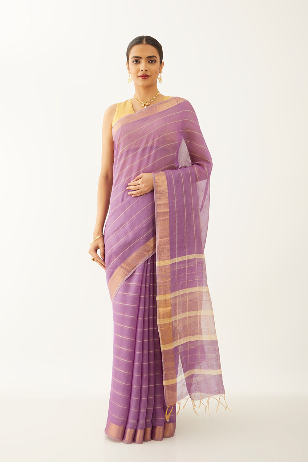Light Violet Silk Viscose Woven Bhagalpuri Saree image number null