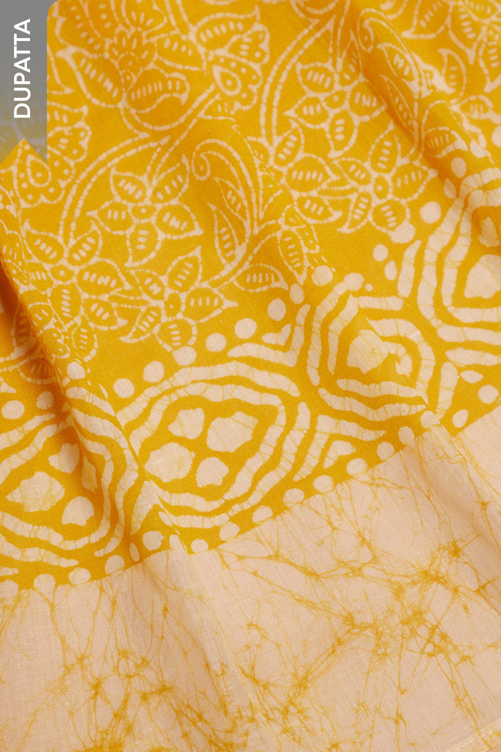 Yellow  Batik Pure Cotton Unstitched Suit Set image number null