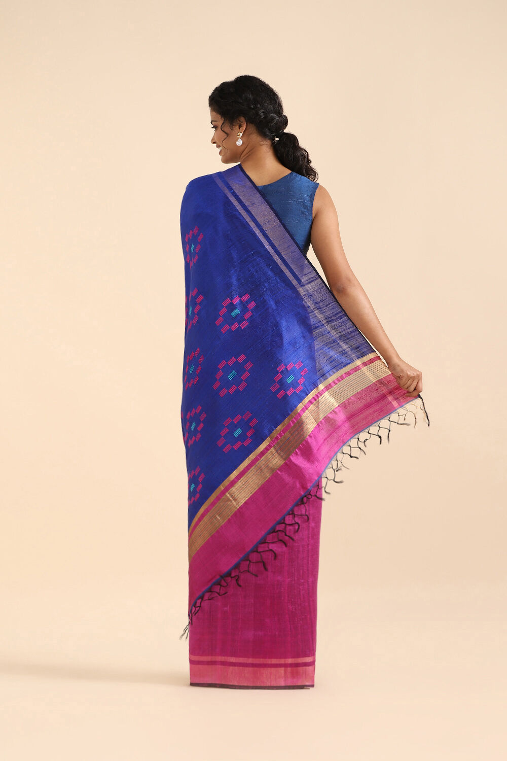 Dark Pink Pure Tussar Silk Bhagalpuri Saree image number null