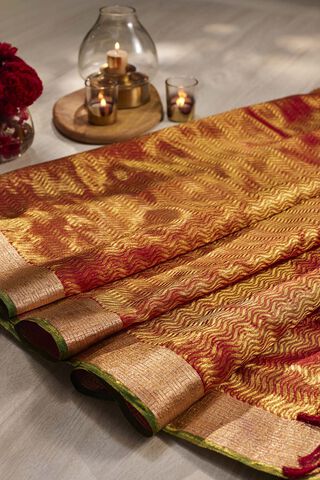 Red Kanjeevaram Tissue Saree thumbnail image number null
