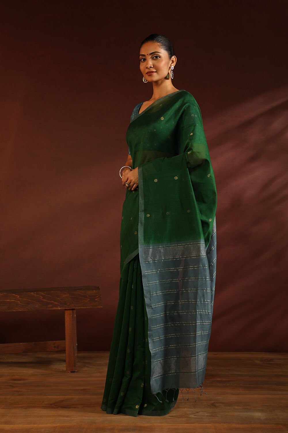 Green South Pure Silk Cotton Woven Saree image number null
