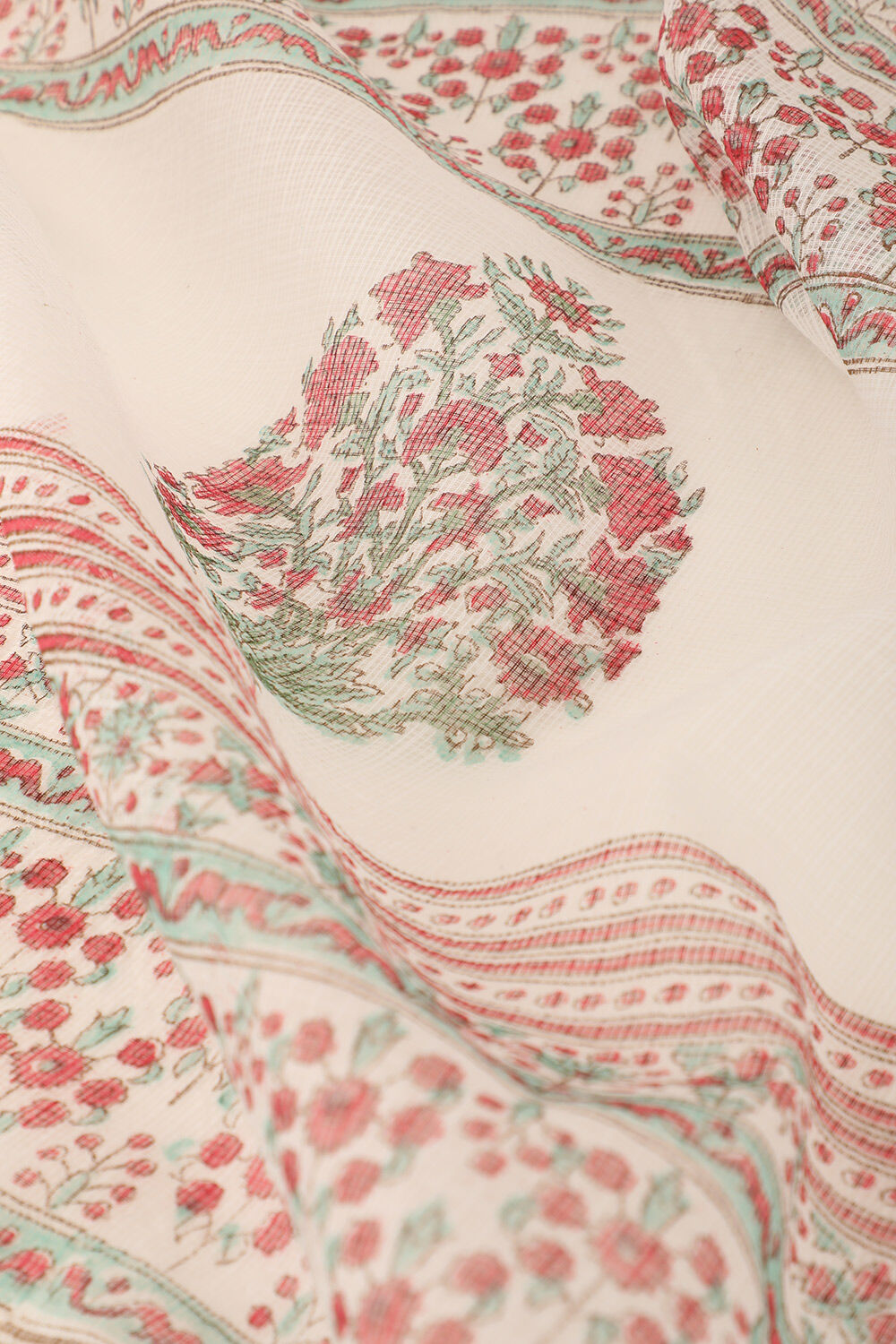 Off White Pure Kota Bagru Block Printed Saree image number null