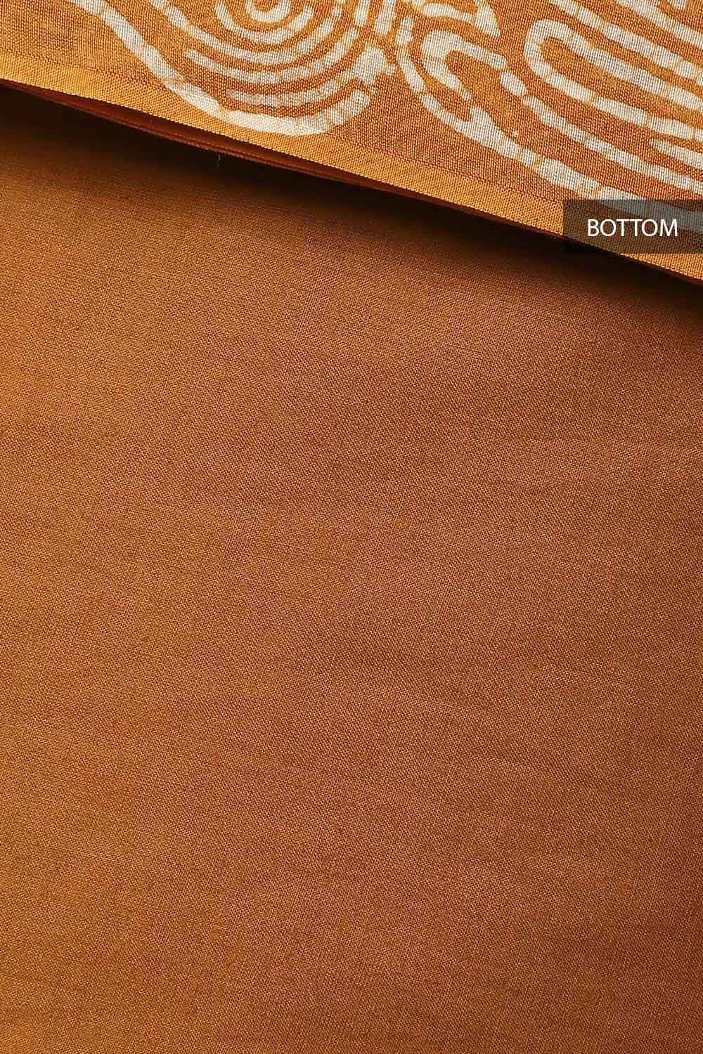 Yellow Silk Cotton Bagru Printed Unstitched Suit Set image number null