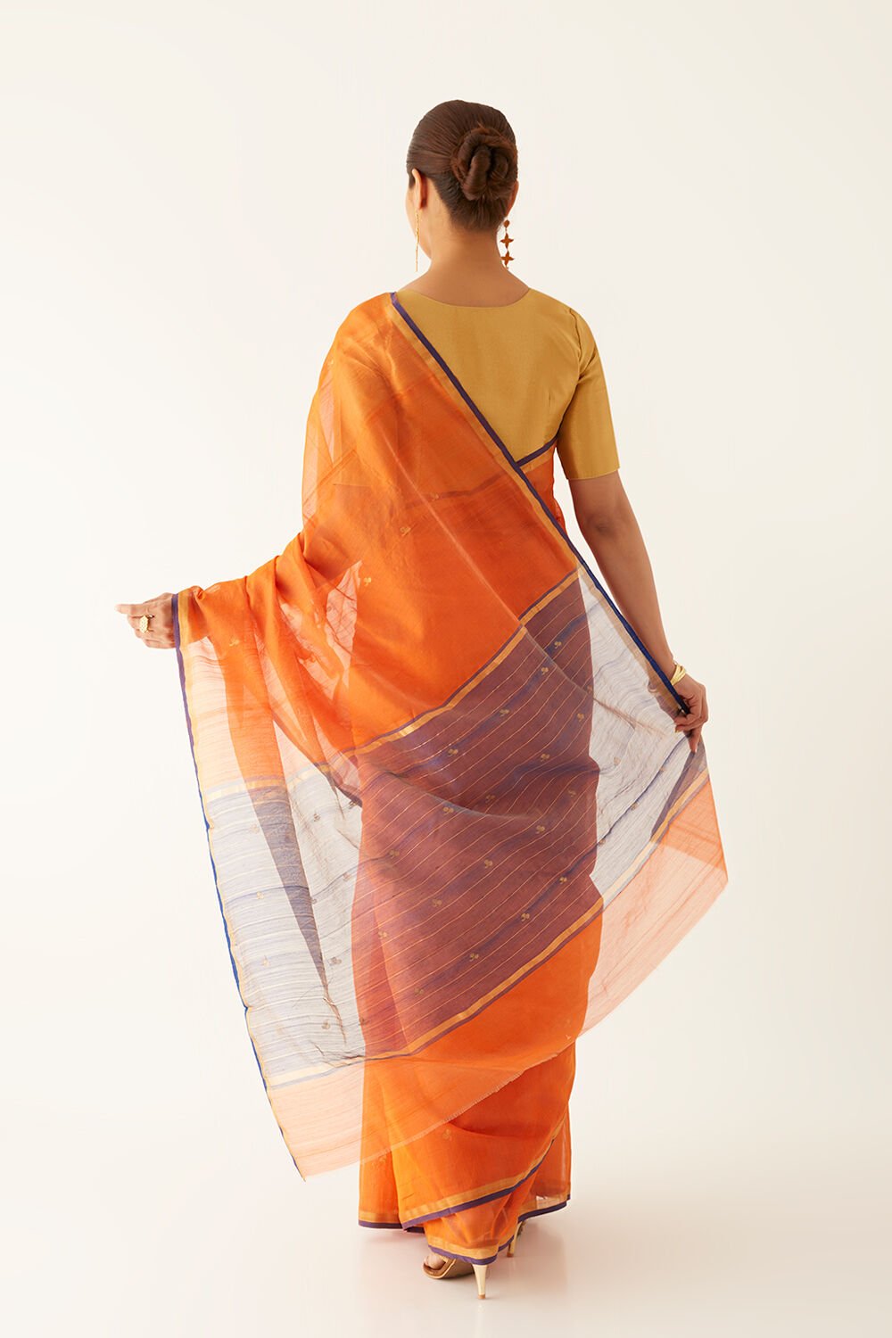 Orange Pure Silk Cotton Chanderi Saree image number null
