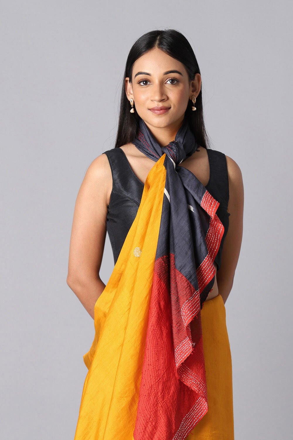 Yellow Pure Silk Hand Saree image number null