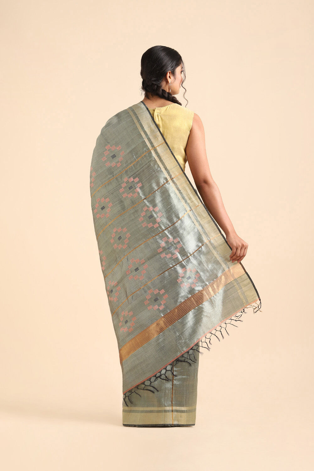Light Green Pure Tussar Silk Bhagalpuri Saree image number null