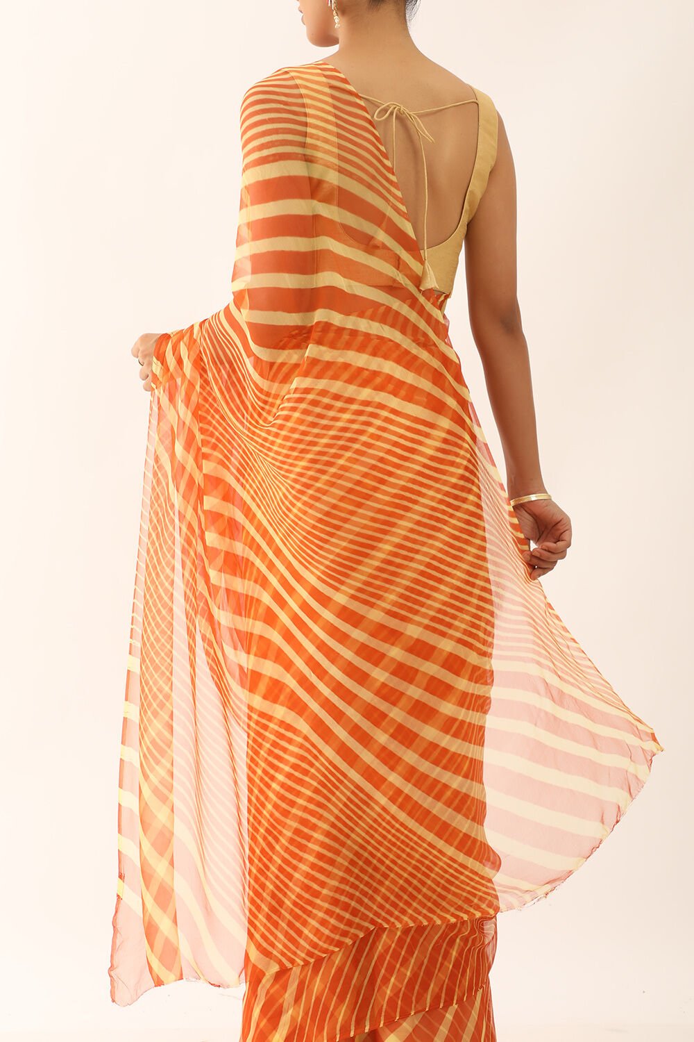 Orange Rajasthan Pure Silk Georgette Leheriya Saree image number null