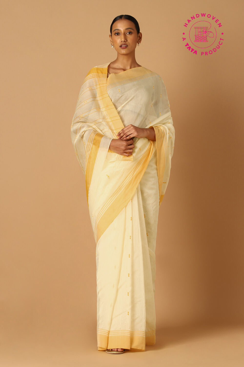 Light Yellow Pure Silk Cotton Chanderi saree image number null