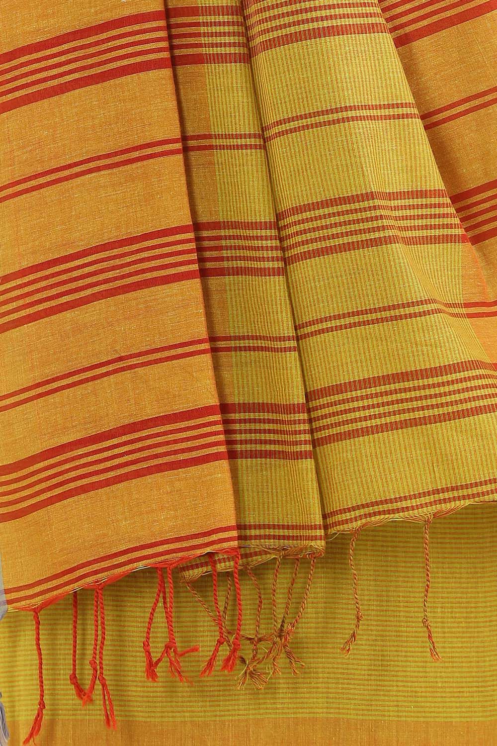 Yellow Pure Cotton Bengal Saree image number null