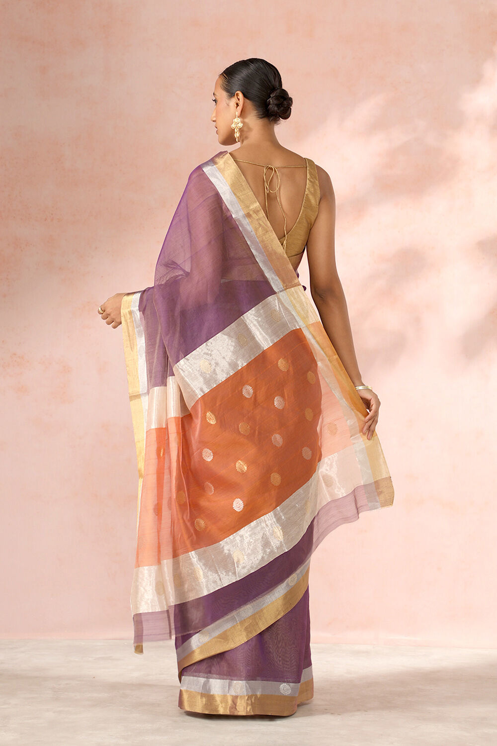 Purple Chanderi Pure Silk Cotton Woven Saree image number null
