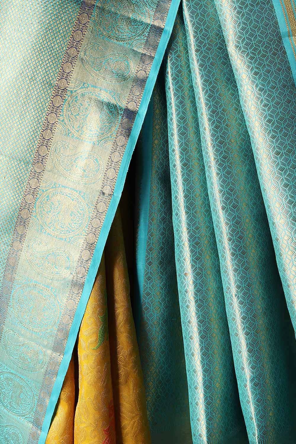 Yellow Pure Silk Kanjivaram Saree image number null