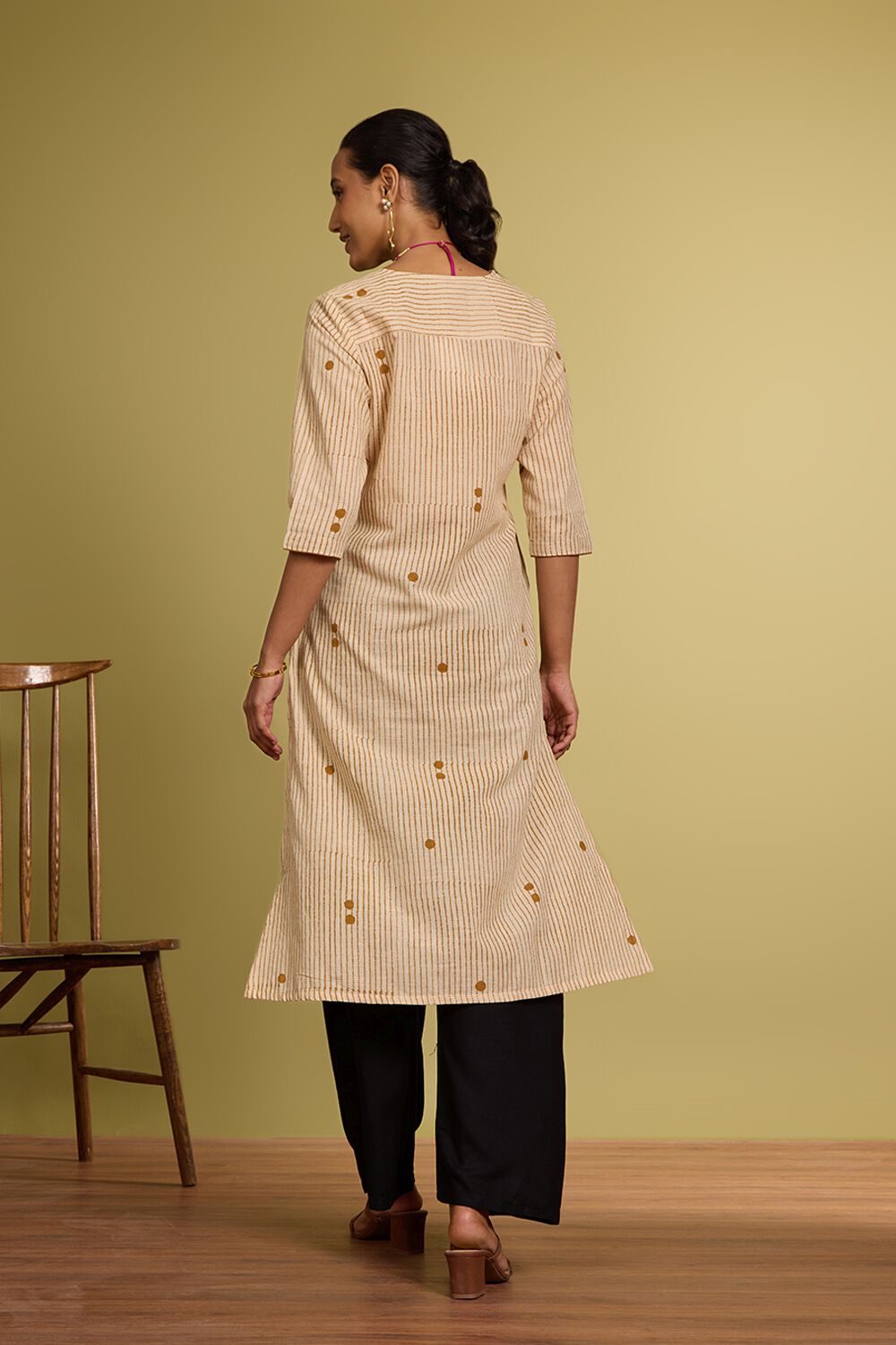 Beige Bagru Block Printed Pure Cotton Kurta image number null