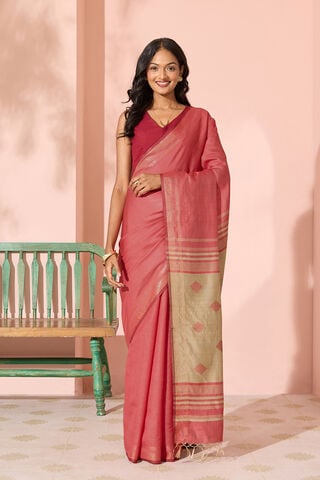 Red Woven Silk Viscose Bhagalpur Saree thumbnail image number null