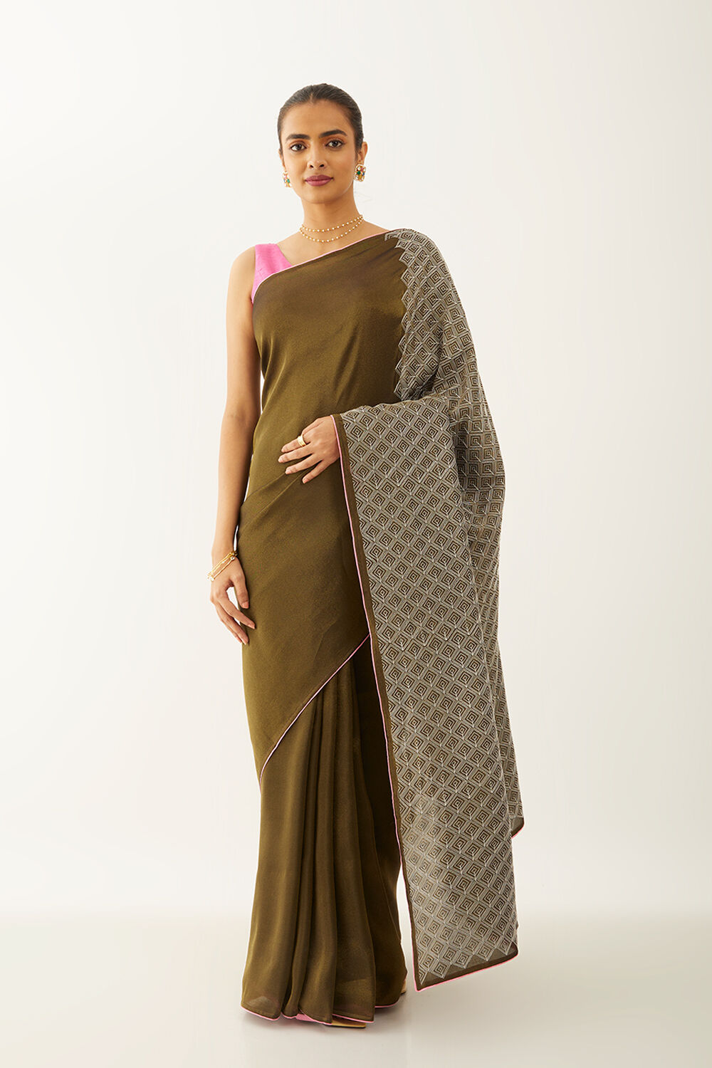 Green Pure Organza Tissue Embroidery Saree image number null