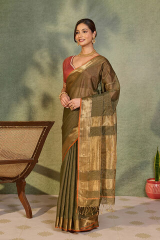 Green Woven Pure Tissue Cotton Maheshwari Saree thumbnail image number null
