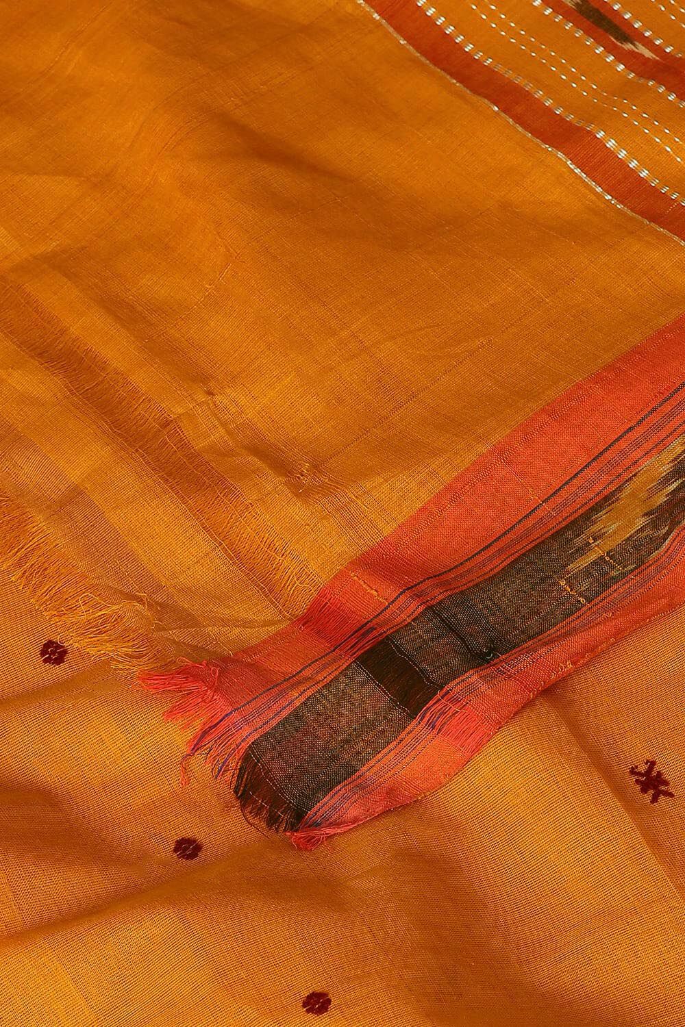 Yellow Pure Cotton Sambalpuri Ikat Saree image number null