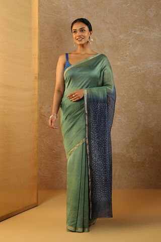 Green Rajasthan Pure Silk Cotton Tie & Dye Shibori Saree image number