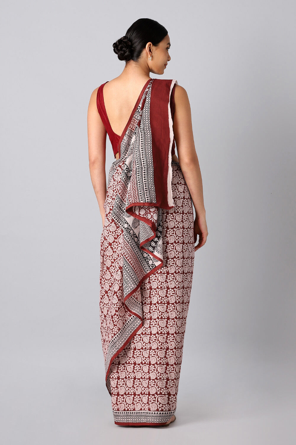 Red Pure Cotton Bagh Printed Saree image number null