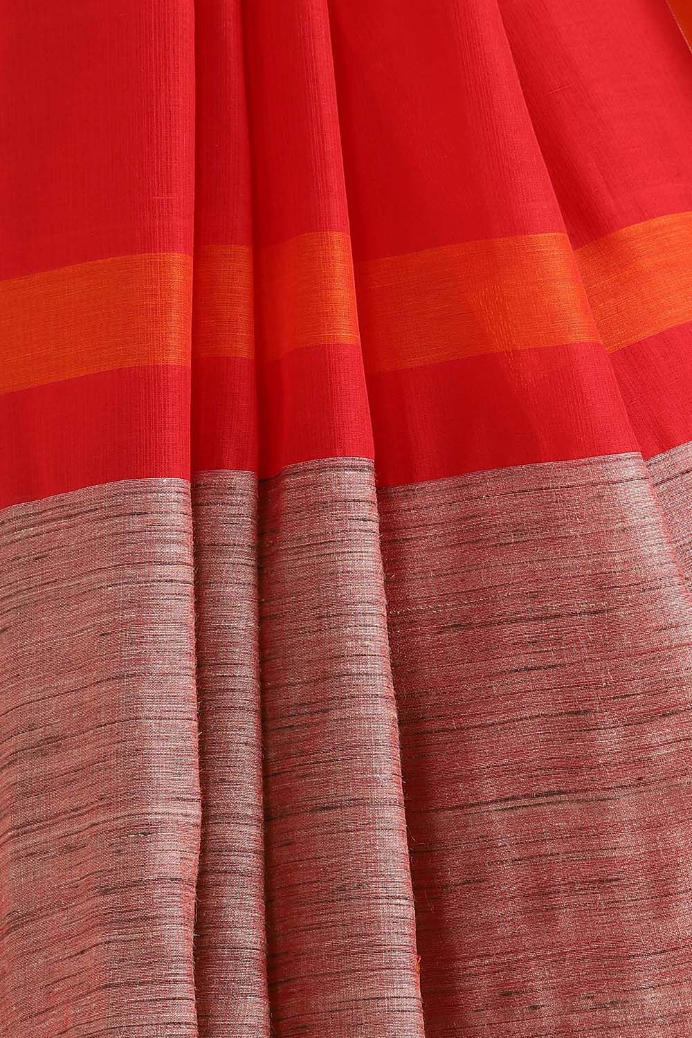 Red Pure Silk Cotton Bengal Saree image number null