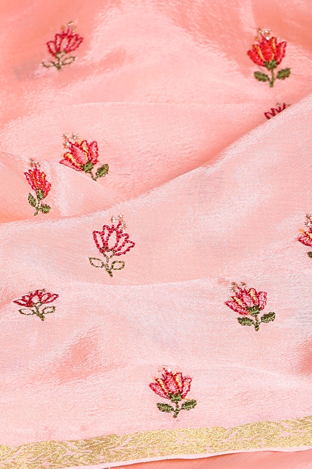 Light Pure Pink Viscose Embroidered Saree image number null
