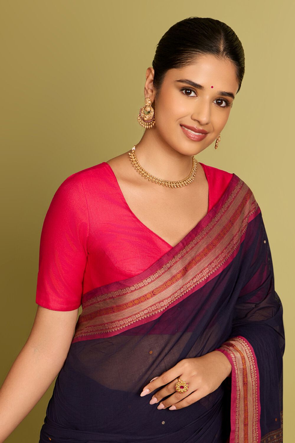 Dark Pink Viscose Silk Woven Blouse image number null