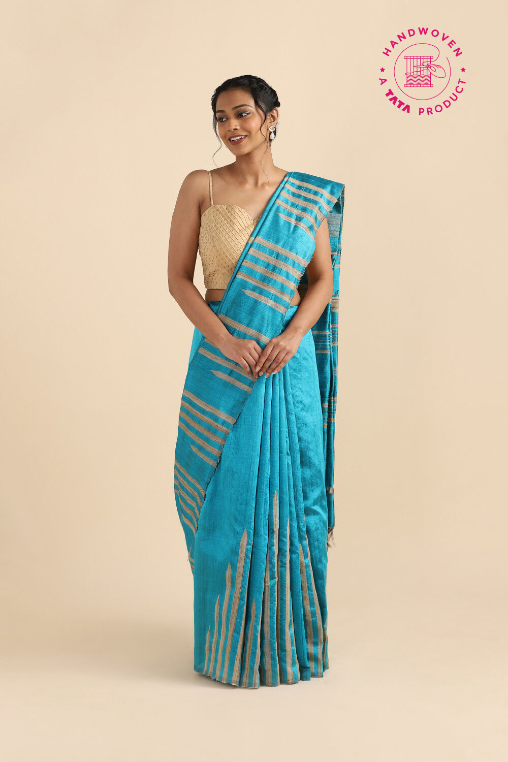 Light Blue Pure Silk Woven Saree image number null
