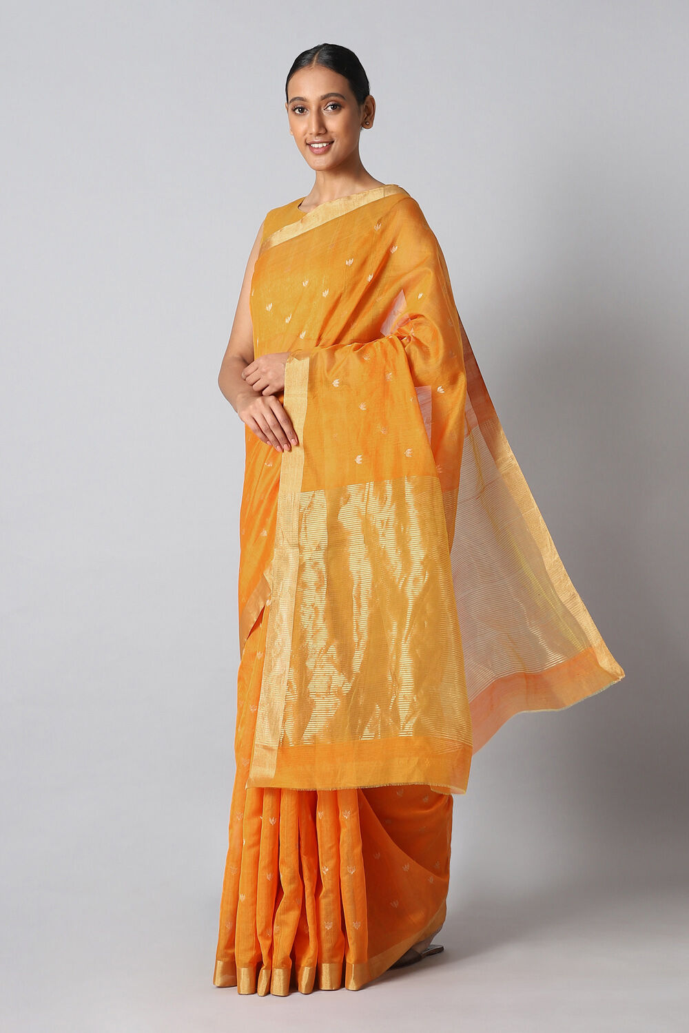 Orange Pure Silk Cotton Chanderi saree image number null