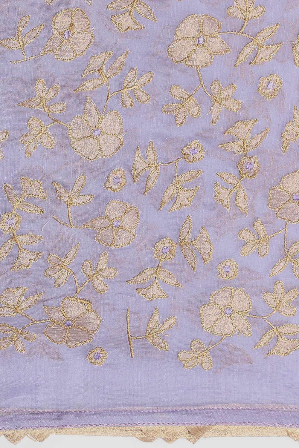 Light Violet Pure Silk Cotton Embroidered Saree image number null