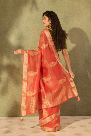 Red Viscose Tissue Embroidered Saree thumbnail image number null