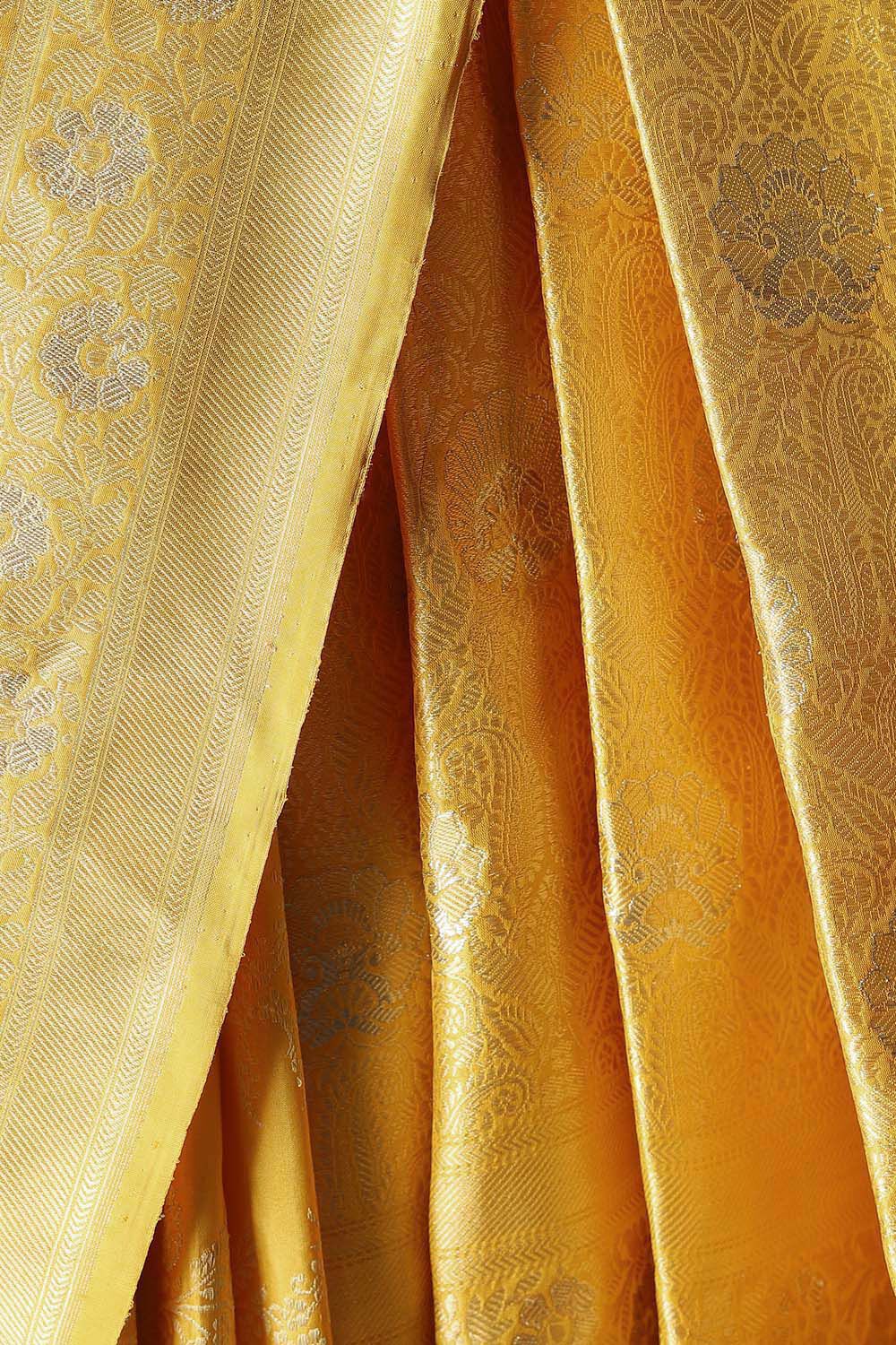 Yellow Pure Silk Banarasi Saree image number null