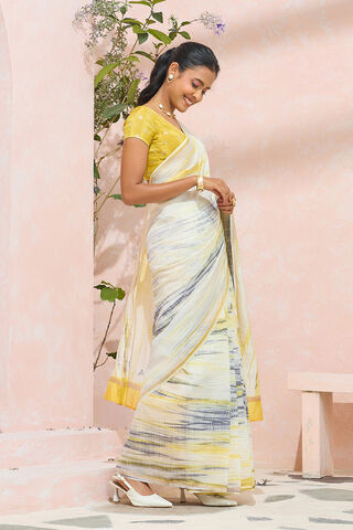 Light Yellow Pure Silk Cotton Tie and Dye Saree thumbnail image number null