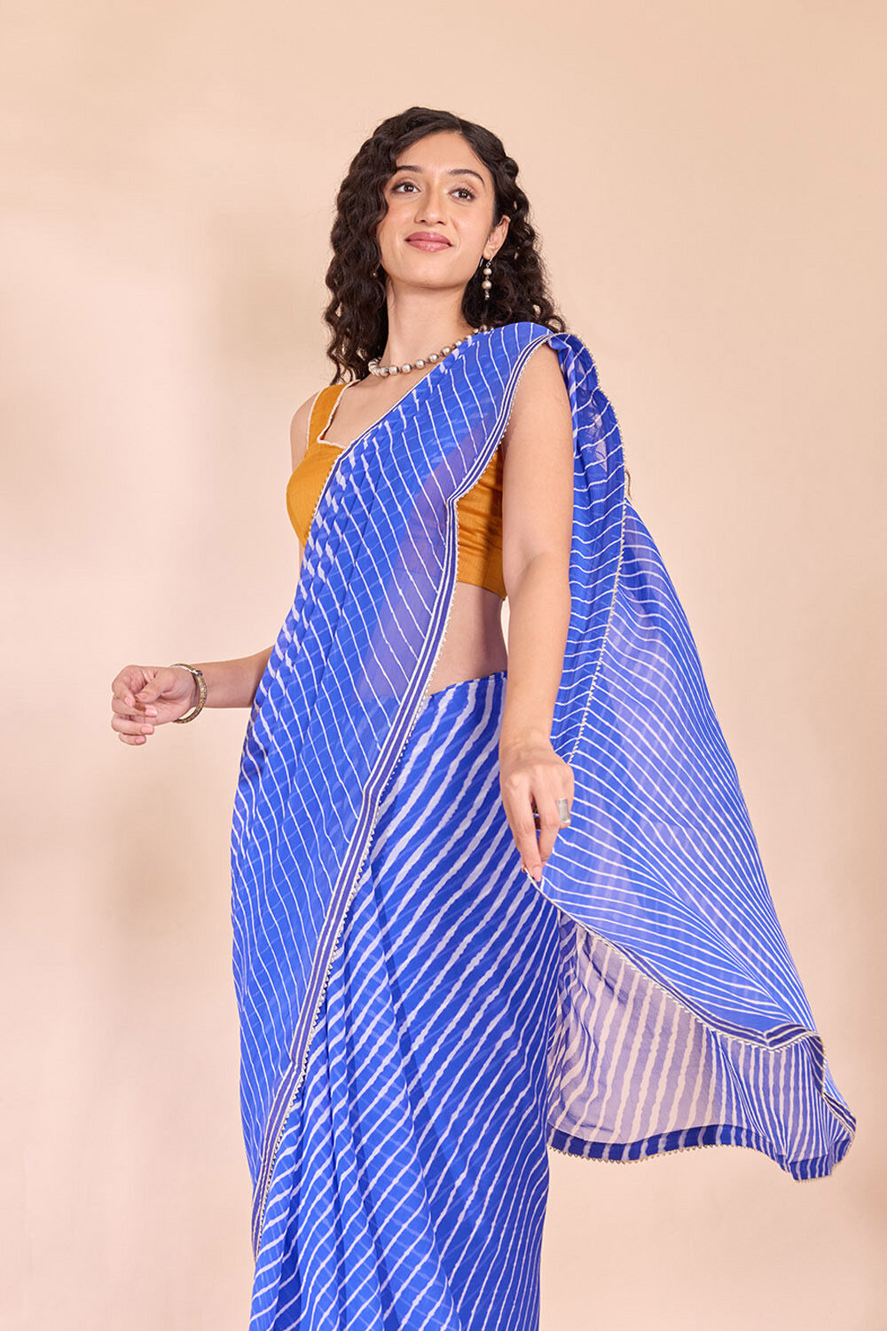 Blue Rajasthan Pure Silk Georgette Leheriya Saree image number null