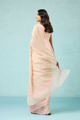 Beige Bagru Pure Silk Cotton Mukaish Saree thumbnail image number null