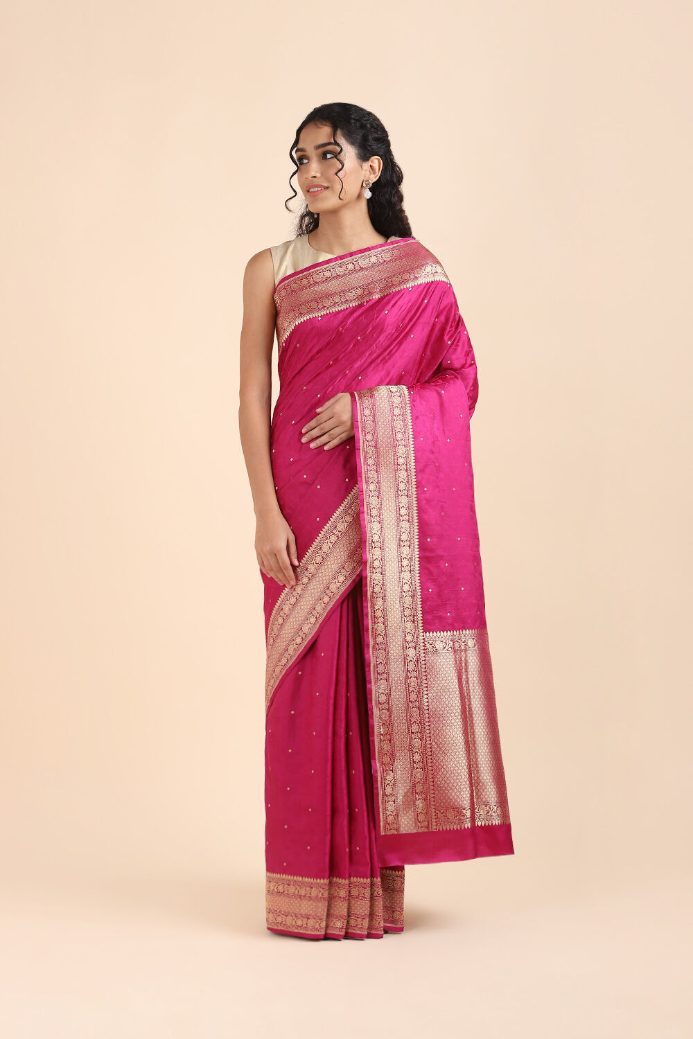 Dark Pink Pure Silk Banarasi Saree image number null