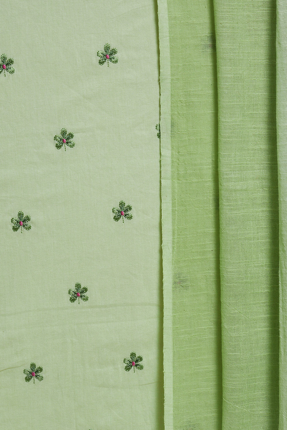 Light Green Pure Cotton Embroidered Suit Set image number null