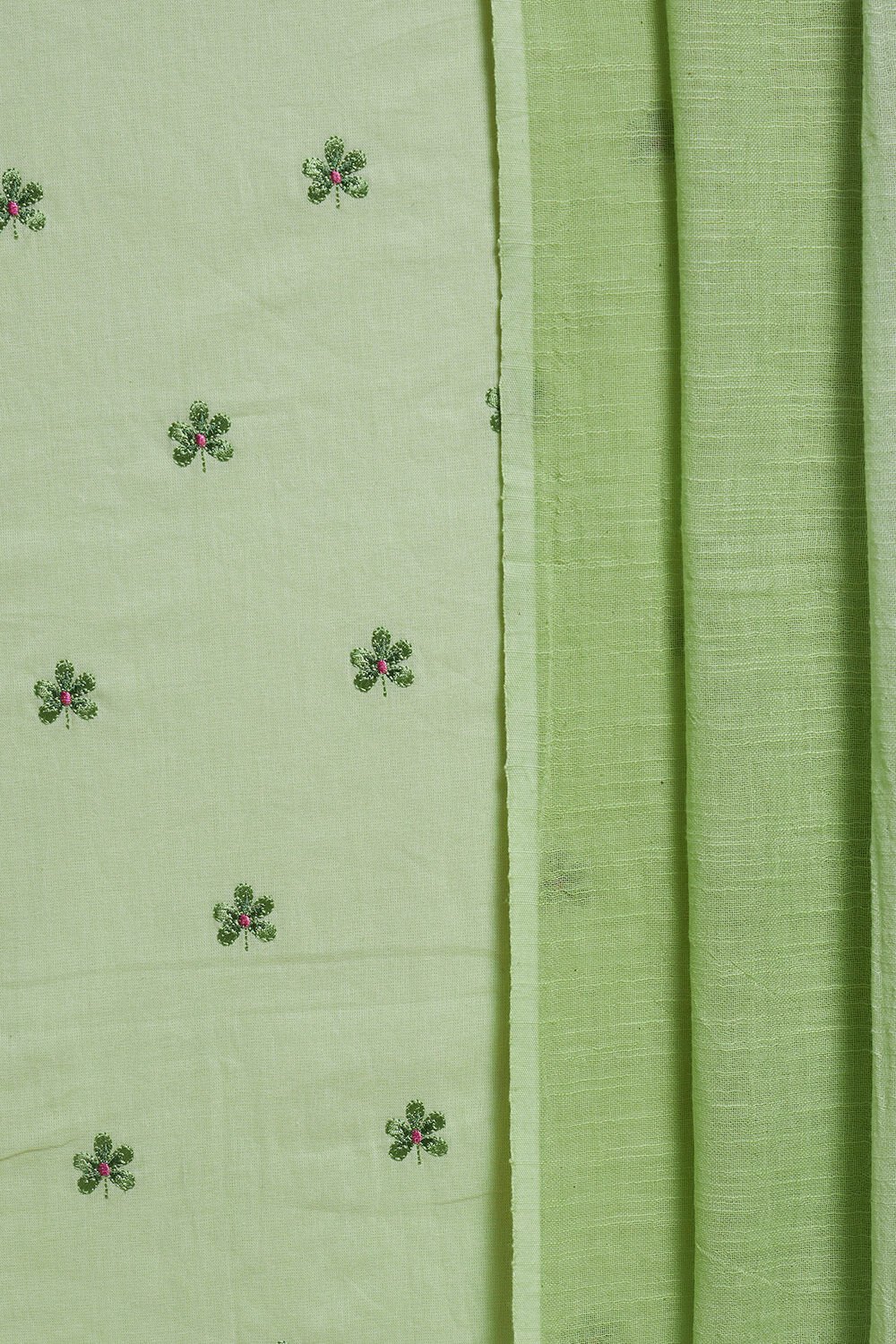 Light Green Pure Cotton Embroidered Suit Set image number null
