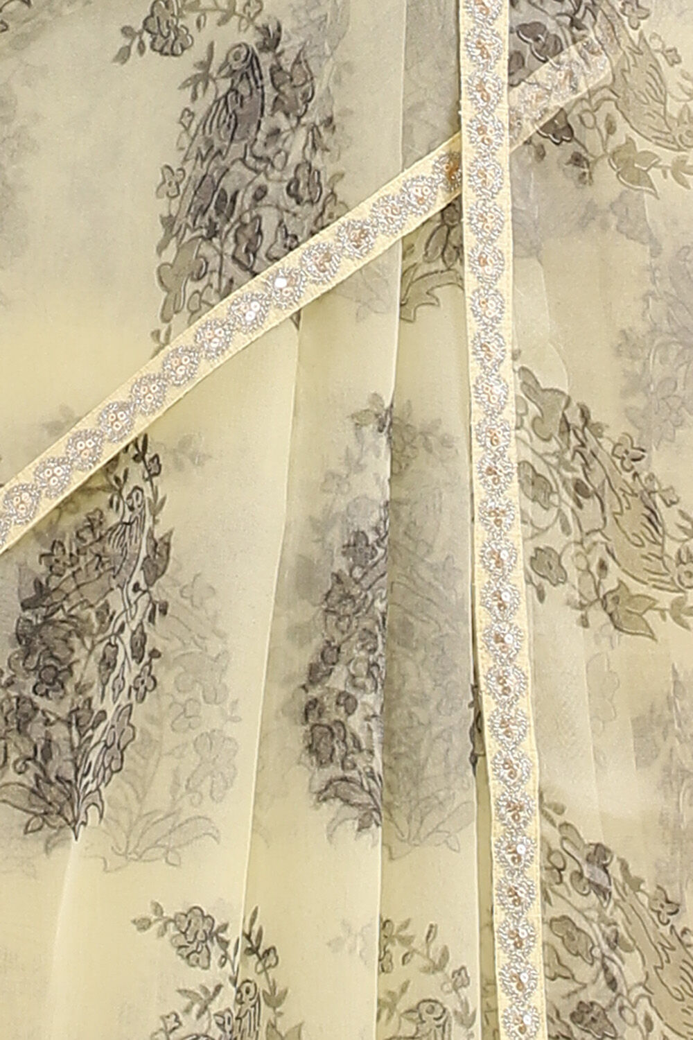 Beige Pure Organza Digital Printed Saree image number null