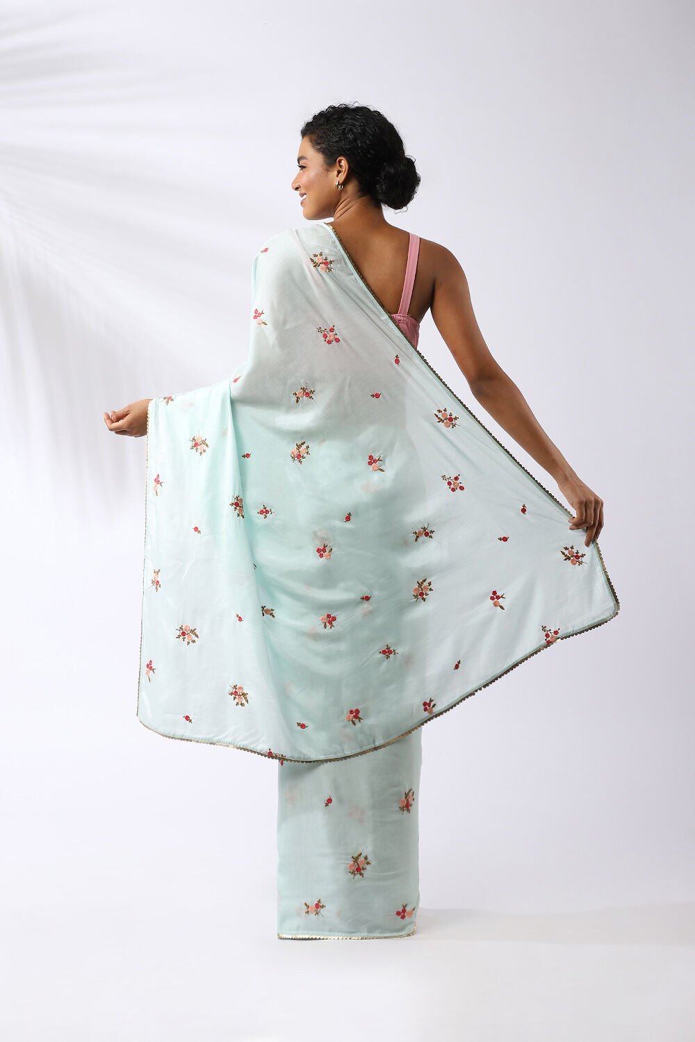 Light Blue Viscose Embroidered Saree image number null