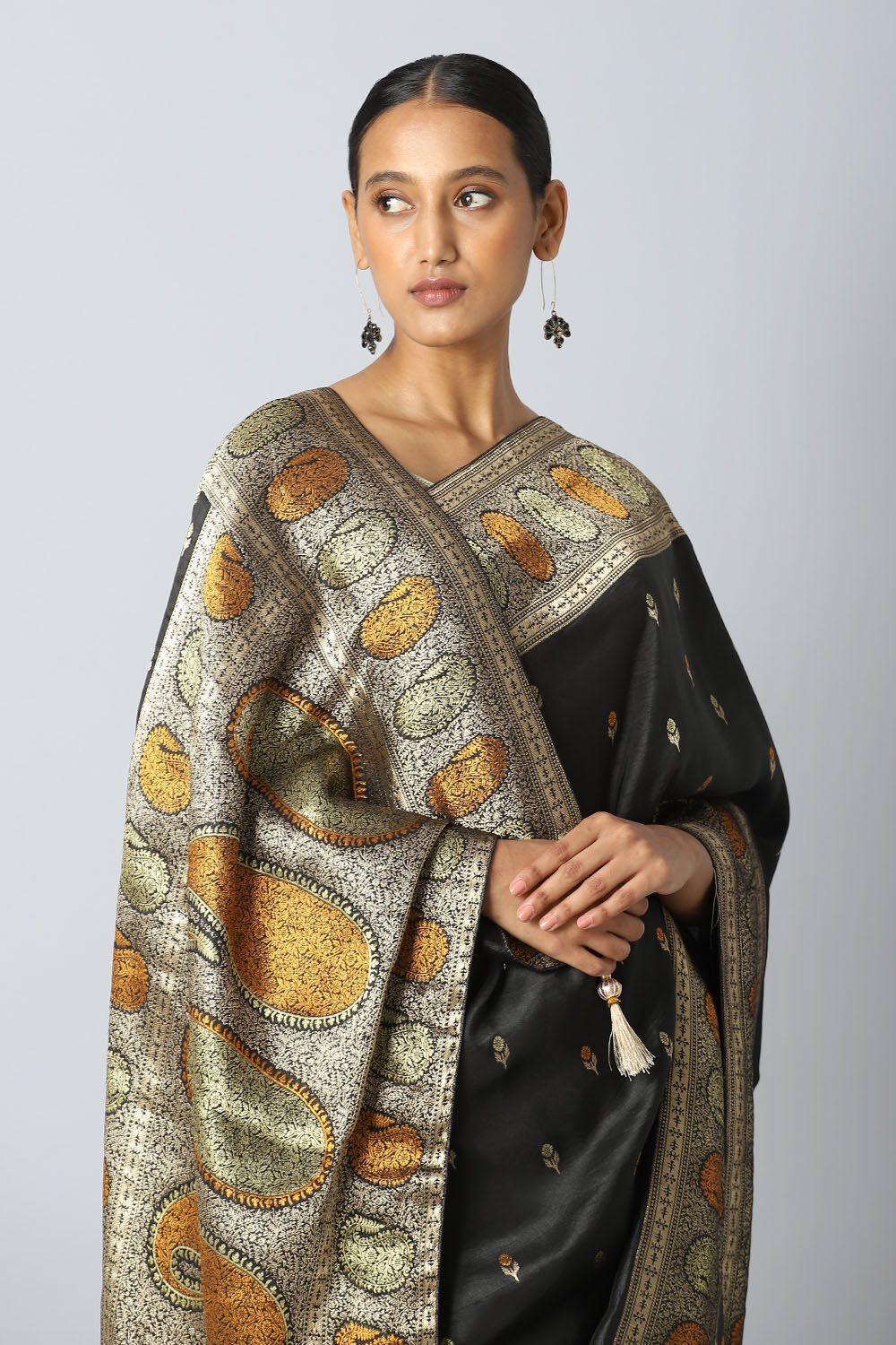 Dark Grey Pure Luxe Vegan Saree image number null