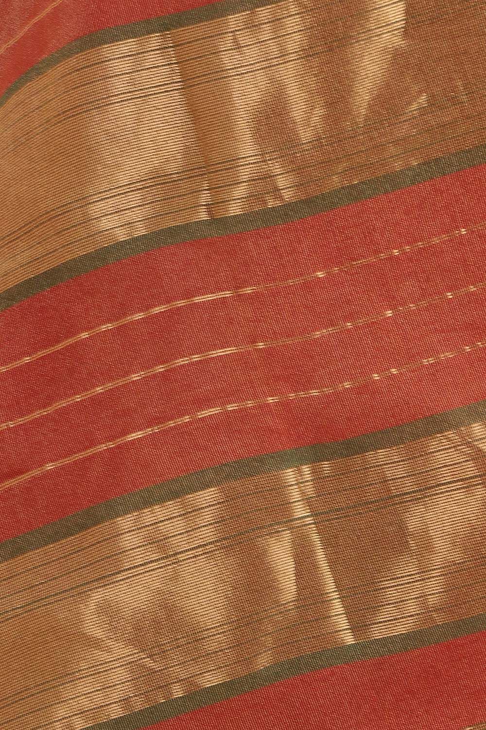 Dark Red Pure Cotton Tissue Maheshwari Saree image number null