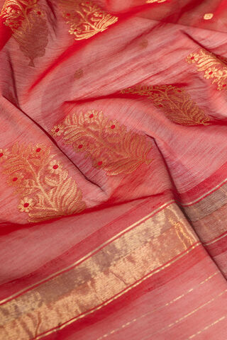Red Woven Pure Silk Cotton Chanderi Saree thumbnail image number null