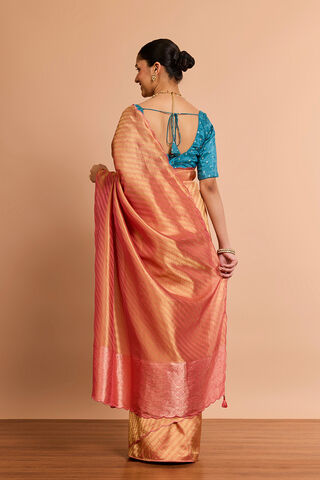 Pink Woven Viscose Tissue Saree thumbnail image number null